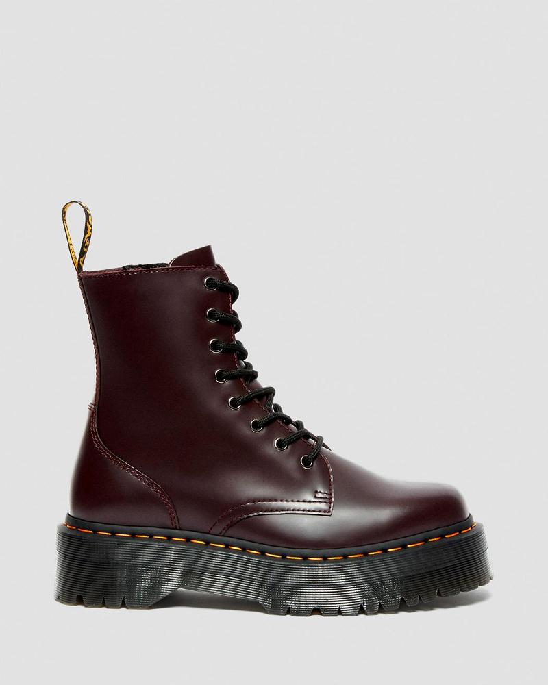 Burgundy Women's Dr Martens Jadon Smooth Leather Platform Boots | CA 246QMA